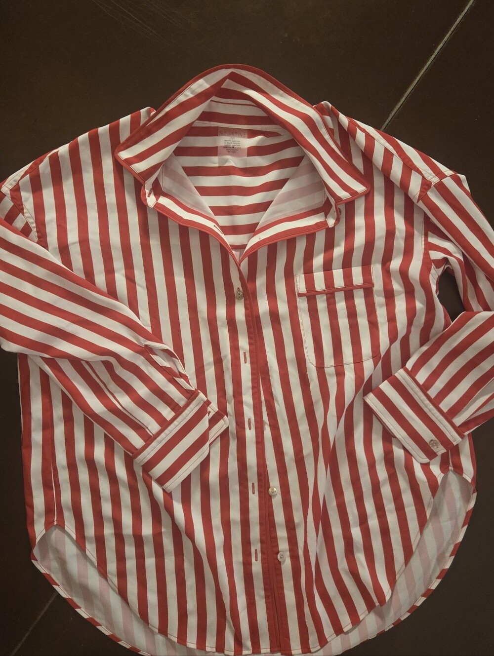 Nwot negative Underwear Supreme Shirt In Amalfi Red White Preppy Stripe Xs S - Picture 7 of 8